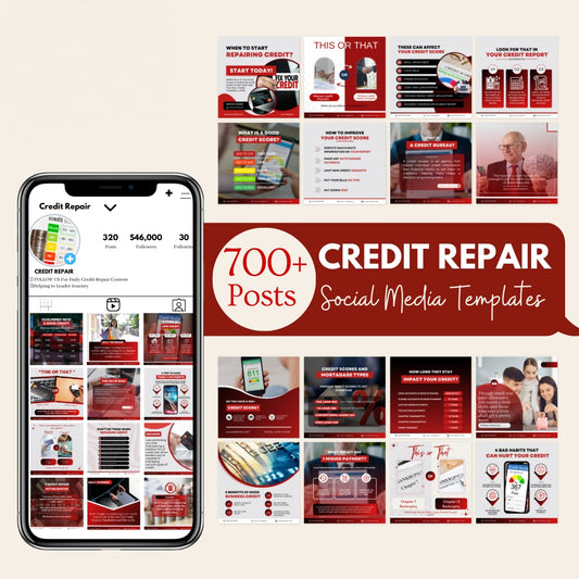 Pack Credit repair social media design templates