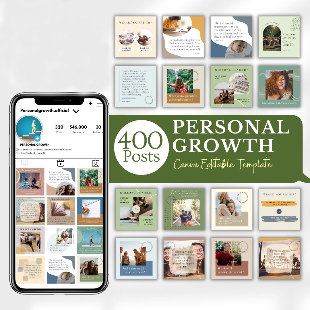 Pack Personal Growth social media design templates