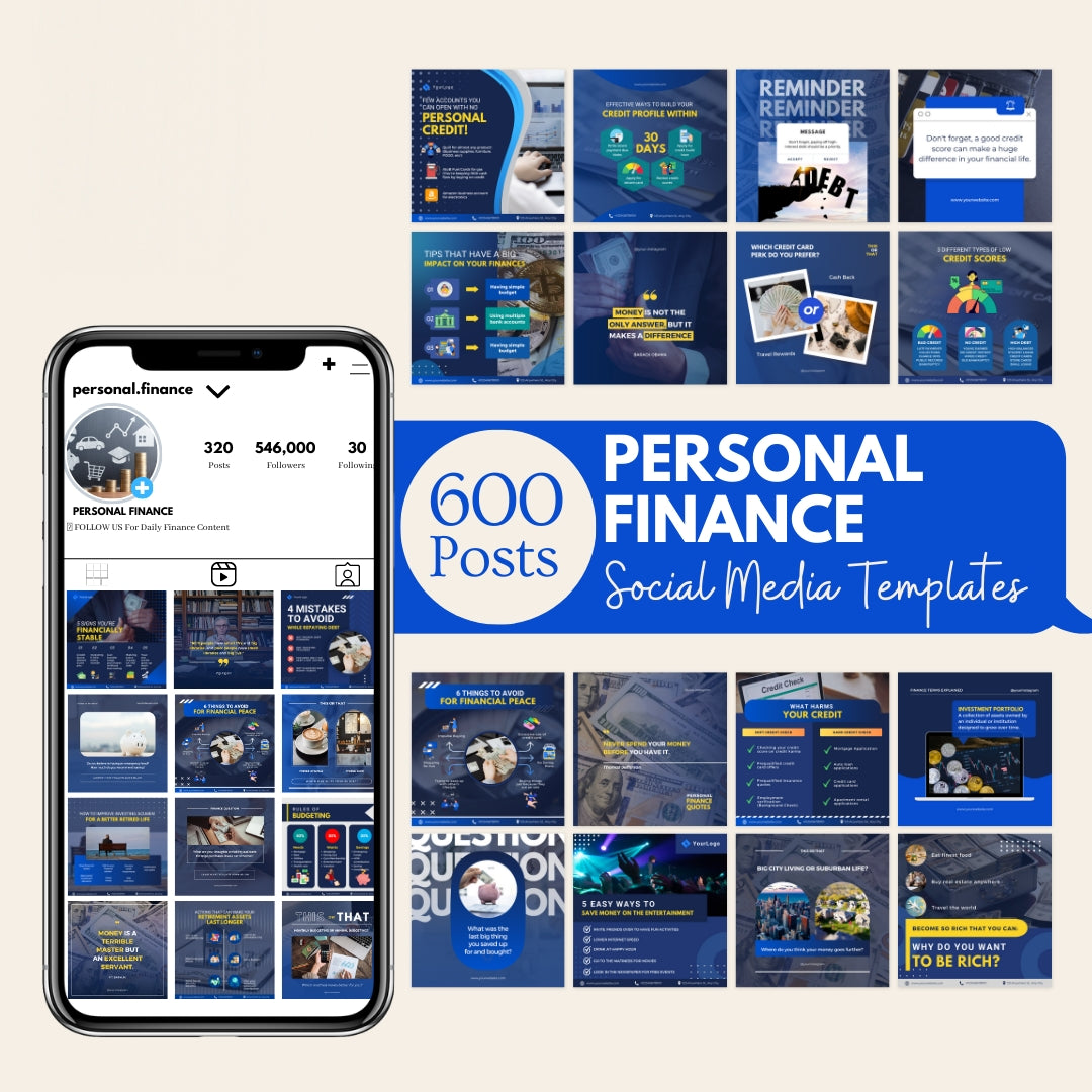 Pack personal finance social media design templates